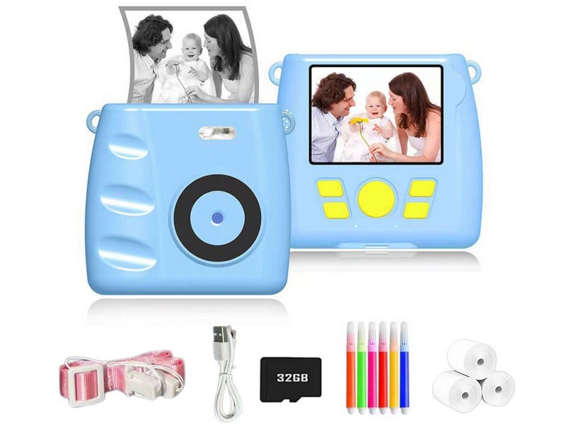 Instant Print Camera For Kids Portable Digital Camera With 32G TF Card Blue Carousel 1