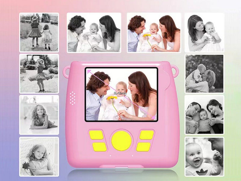 Instant Print Camera For Kids Portable Digital Camera With 32G TF Card Pink Carousel 2