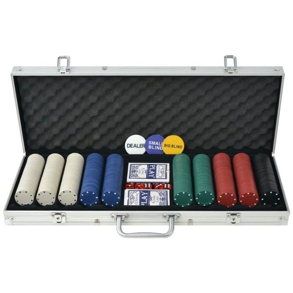 vidaXL Poker Set with 500 Chips Aluminium Carousel 1