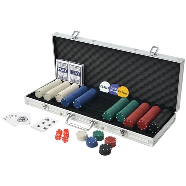 vidaXL Poker Set with 500 Chips Aluminium Carousel 2