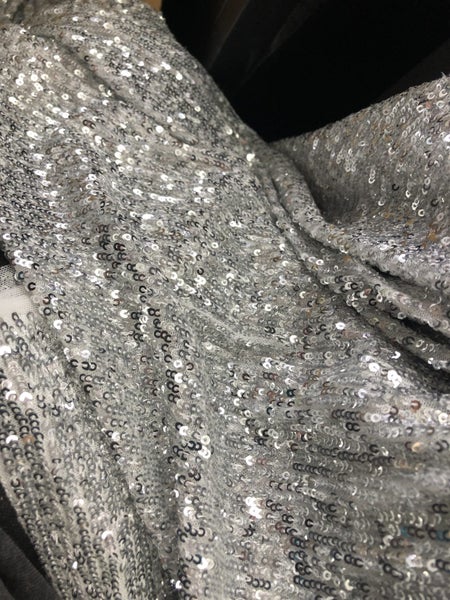 Silver Sequin Paula Ryan fabric 120cm x 3 metre Carousel 1