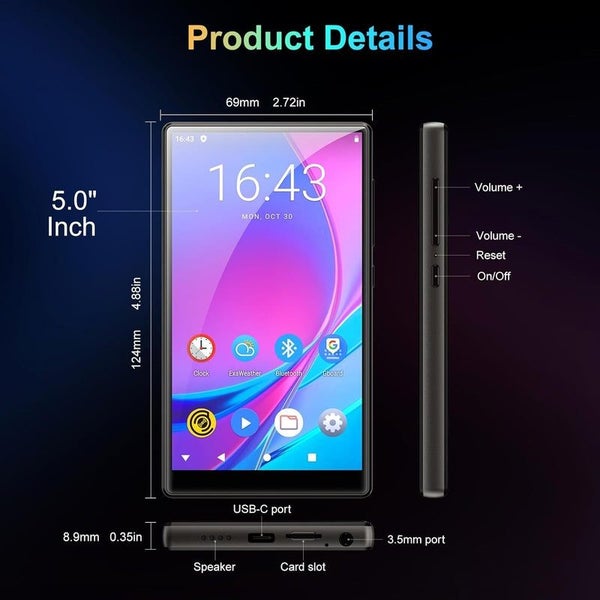 Fanvace 80GB MP3 player (with Bluetooth, WiFi, 5.0' toucreen and speakers) Sp... Carousel 7