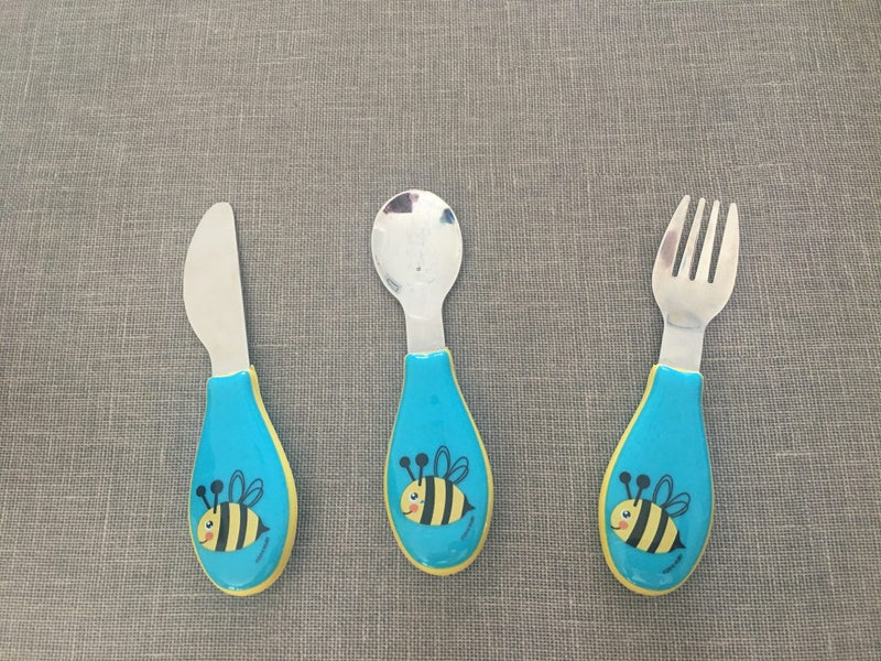 BUMBLE BEE TODDLER KNIFE FORK & SPOON SET Carousel 1