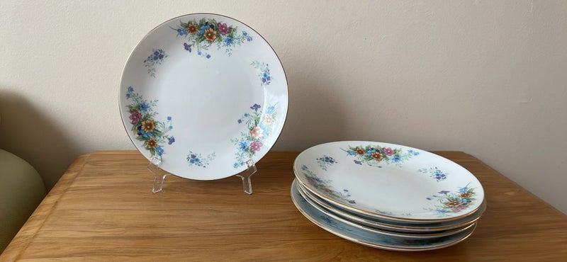 5 x Vintage China Floral Pattern Salad Bowls Peacock Stamped H9 Carousel 1