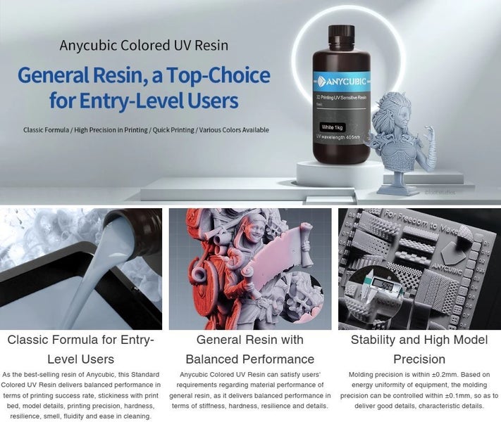 Afterpay available: Anycubic HD Resin Grey 1kg Carousel 3