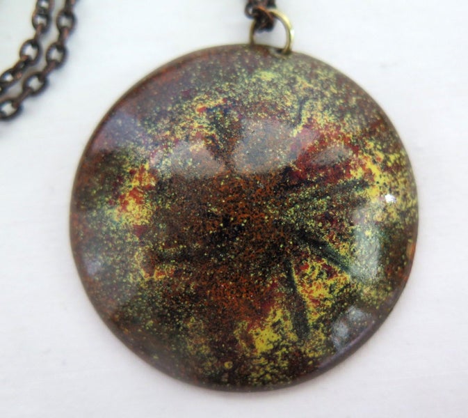 VINTAGE 1960-70'S ENAMEL ON COPPER PENDANT AND CHAIN Carousel 1