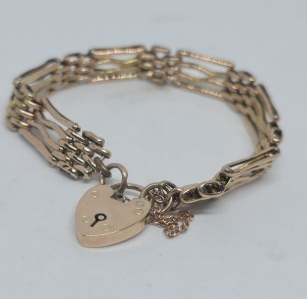Vintage 9ct Yellow Gold heart locket Bracelet Carousel 4