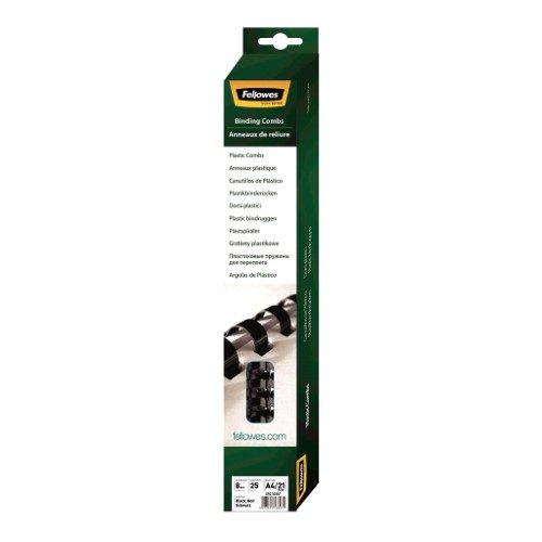 Fellowes Plastic Binding Combs 8mm Black Pack 25 Carousel 2