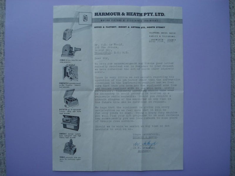 1954 Letter HARMOUR & HEATH, Australia Carousel 1