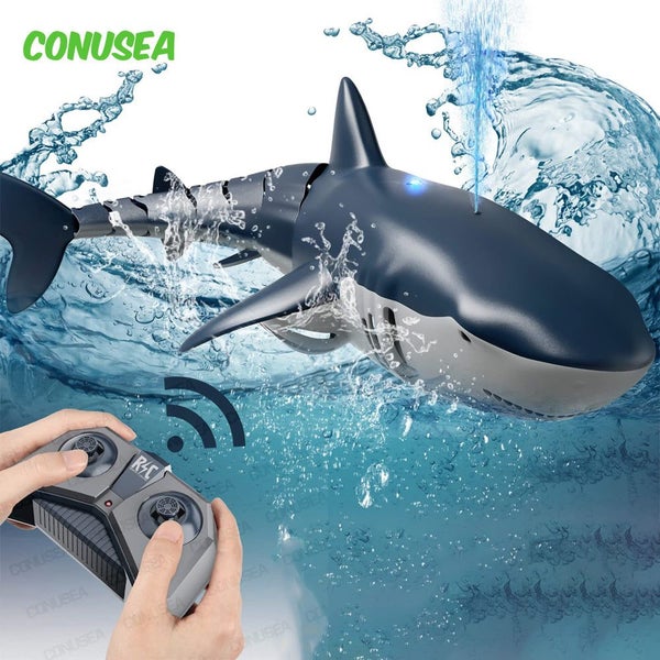 Smart Rc Shark whale Spray Water Toy Remote Controlled Boat ship Submarine Ro... Carousel 2