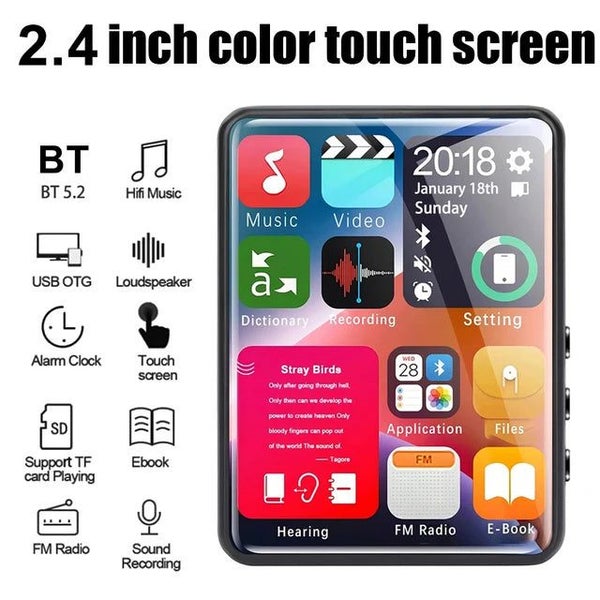 2.4-inch full-screen toucreen MP3 player, mini Mp4 player with Bluetooth, 4-1... Carousel 1