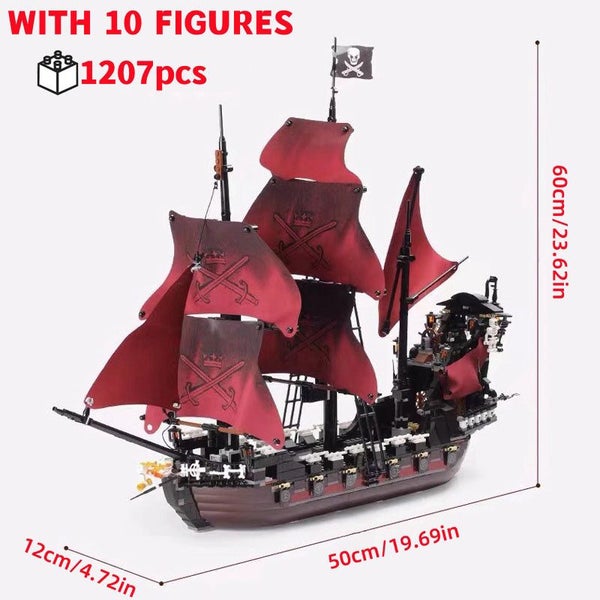LOTR Ambush Ship Pirates Of Caribbean Reveng Warship Black Pearl Sailboat Bui... Carousel 7