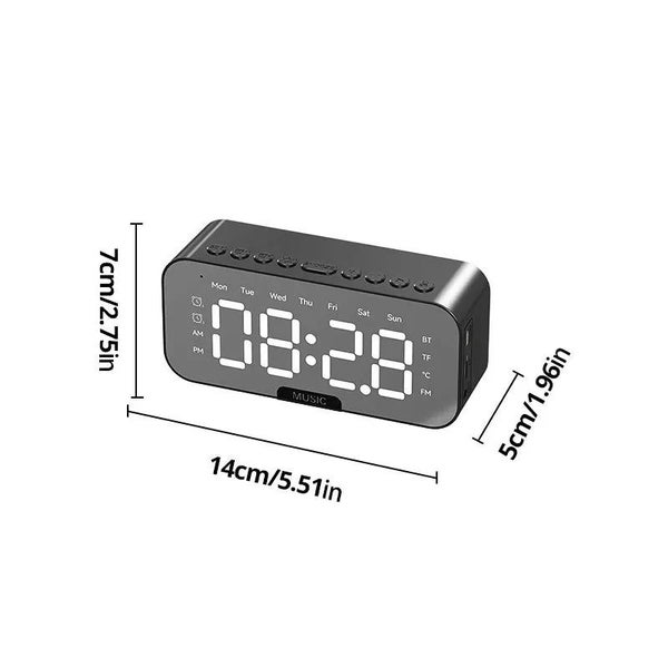 1pc LED Digital Alarm Clock with Bluetooth ,Speaker Mirror Bedroom Office Dec... Carousel 7