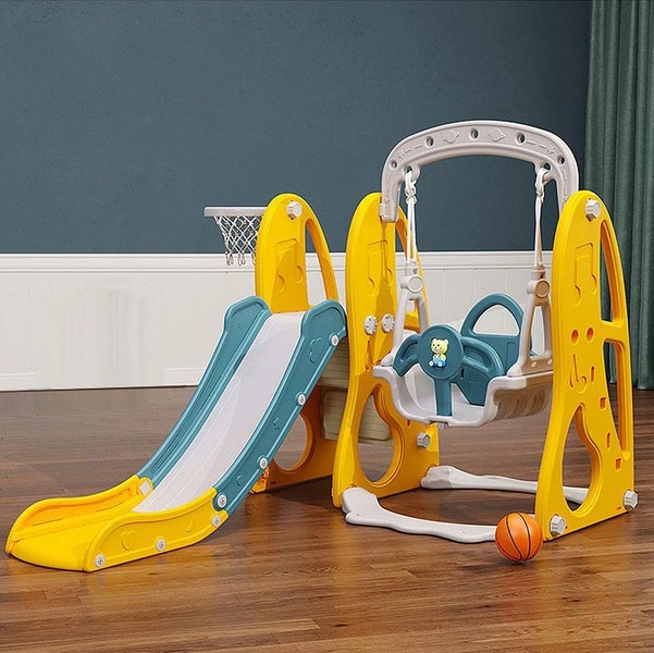 Toddler Slide & Swing Set with Basket Indoor/Outdoor Play | Safe for 1-3 Years Carousel 1
