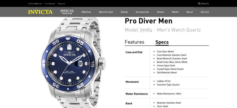 Invicta 38084 Quartz with 48mm Blue Dial & S/S Bracelet 200m Carousel 2