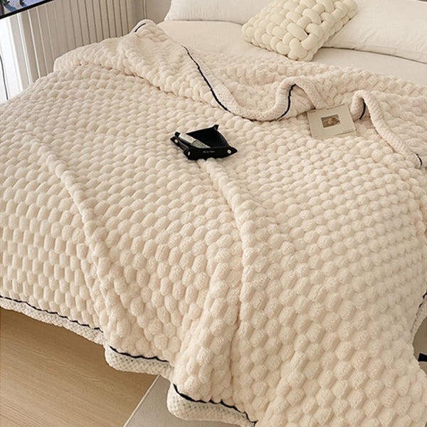 Large Soft Microsherpa Bed Blanket Throw Rug 200x230cm Cream Carousel 1
