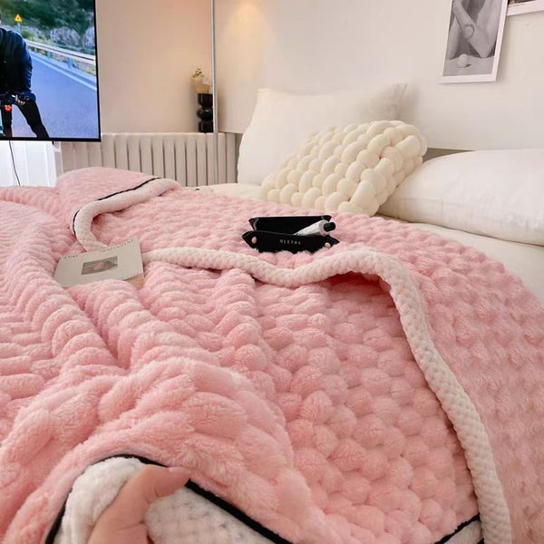 Large Soft Microsherpa Bed Blanket Throw Rug 200x230cm Pink Carousel 1