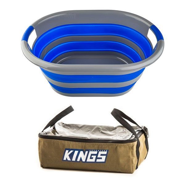 Adventure Kings Clear Top 400GSM Canvas Bag + Collapsible Laundry Basket Camping Carousel 1