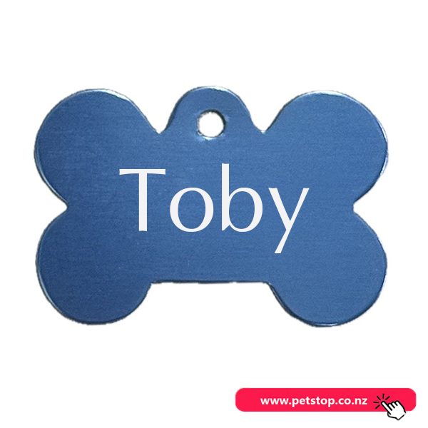 Pet Name Tag - "Toby" - Small Blue Bone 1pk Carousel 1