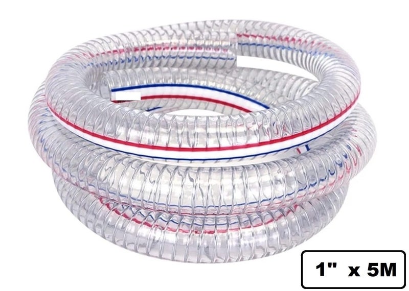 1" Inch 5M Water Pump Hose PVC Irrigation Suction Hose Transfer Inlet Rigid Hose Carousel 1