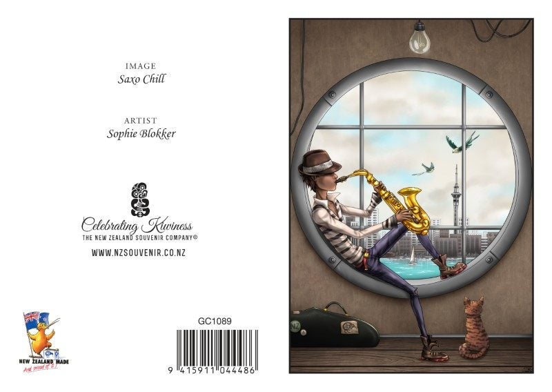 SAX - Sophie Blokker Greetings Card - Saxo Chill Carousel 1