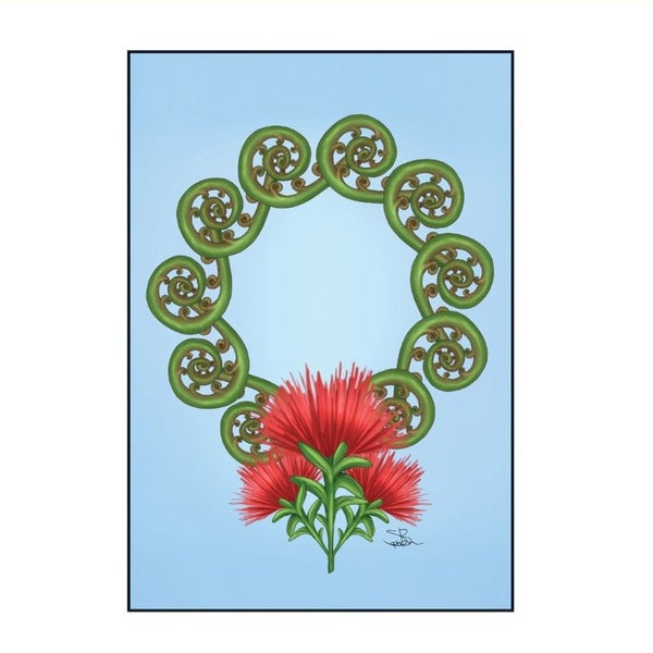 XWRE - Sophie Blokker Greetings Card - Xmas Koru Wreath Carousel 1