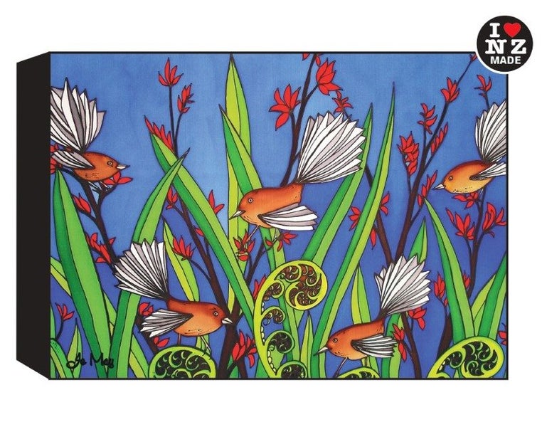 Jo May Rectangle 10 x 14 cm Black Art Block - Fantails Carousel 1