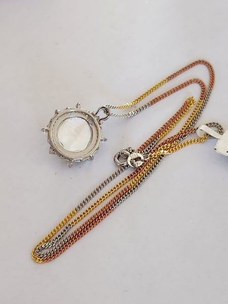 Emerald & Mother of Pearl Pendant in solid 925 Silver with 18ct YG/RG/WG Plate Carousel 7