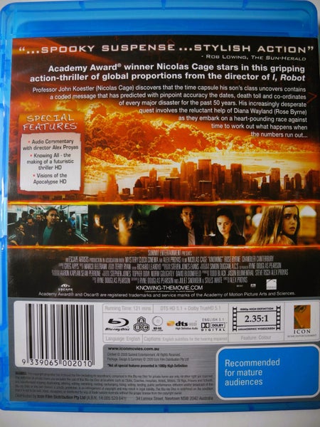 #* "Knowing" - Starring Nicolas Cage - Blu-Ray Disc *# Carousel 2