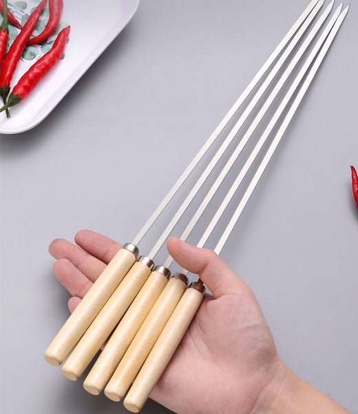 (20PCS/PACK) L 33.5cm Wooden Handle Stainless Steel BBQ Skewers Carousel 1