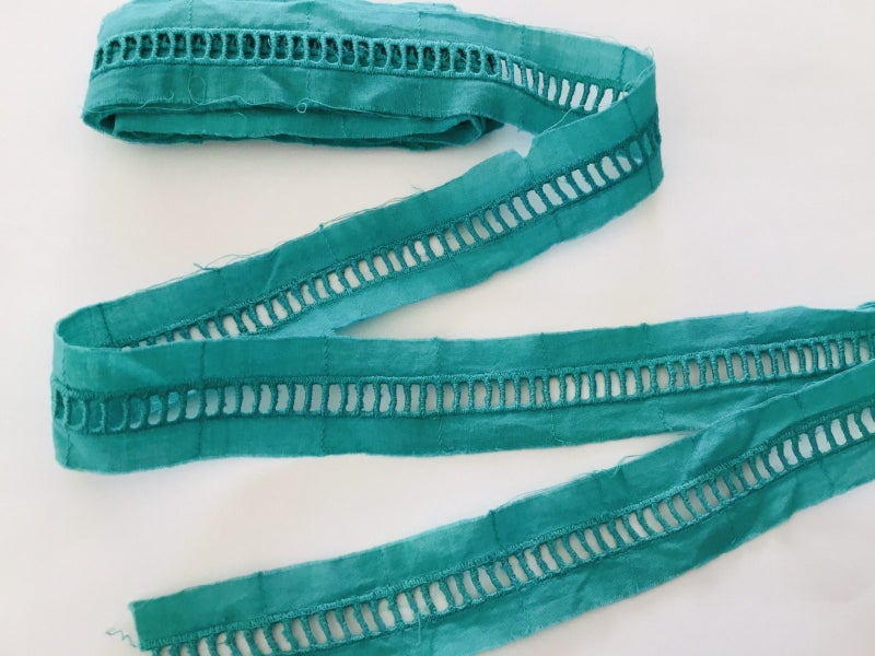 Teal coloured cotton insertion trim - 2m length x 3cm wide Carousel 1