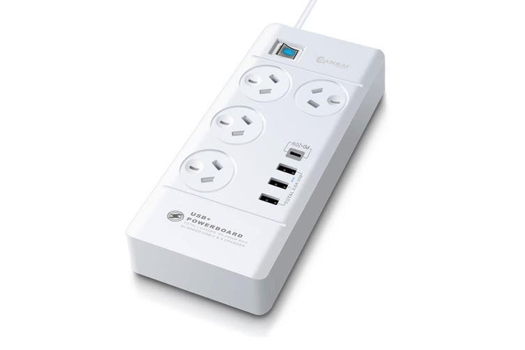Sansai 4 Way Surge Powerboard with 3 x USB-A & 1x USB-C 12 Month RTB Warranty Carousel 1