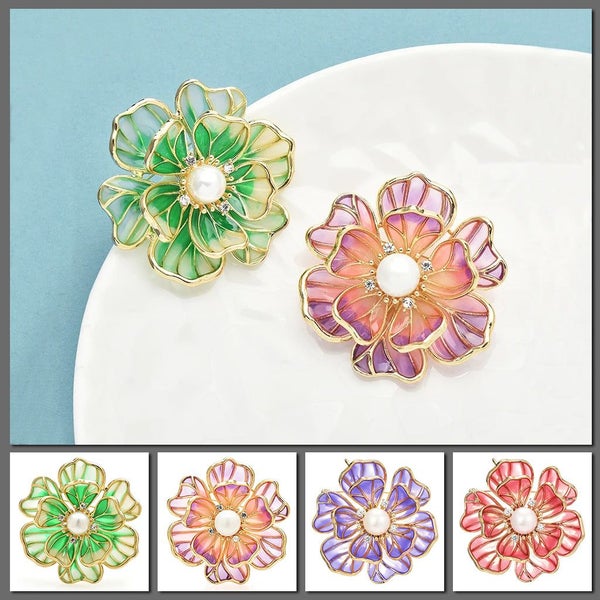 Ophelia Peony Sculpted Resin Brooch - Translucent, Transparent, Blossom, Flow... Carousel 1