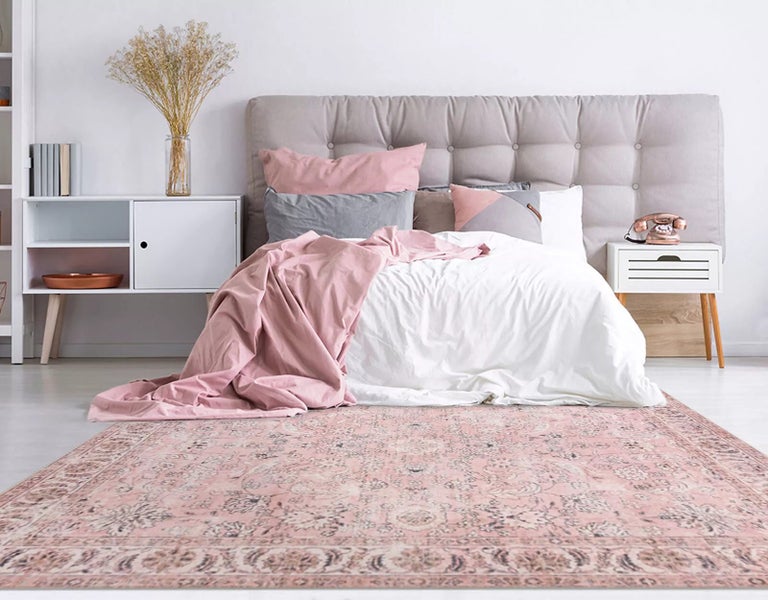 Extra Large Rug Pink Runner Distressed Retro Washable Soft Carpet Carousel 2