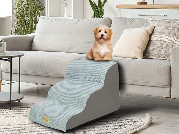 3 Steps Pet Dog Stairs for High Beds and Sofa High-Density Sponge Foam Dog Steps Carousel 1
