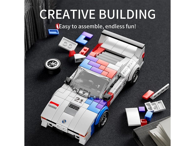 Racing Sports Model Car Construction Toy with Display Case Racing Car Building Carousel 2