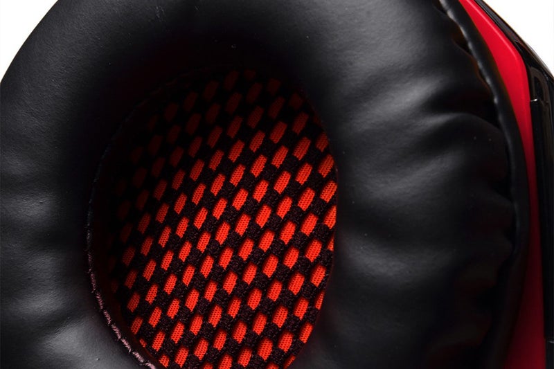 Gaming Bass Surround Over Ear Headphones with LED Lights for PC Mac Laptop-Red Carousel 6