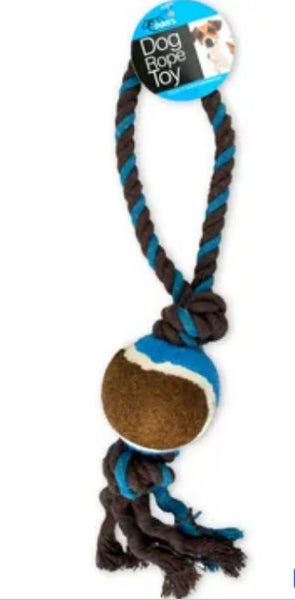 Knotted Rope Dog Toy with Tennis Ball Knotted Rope Dog Toy with Tennis Ball Carousel 1