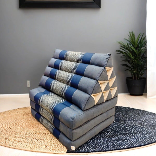 [MANGO TREES][Large] Thai Triangle Foldable Floor Mattress Daybed GreyBlue Carousel 1