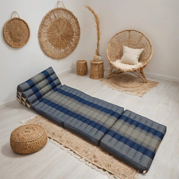 [MANGO TREES][Large] Thai Triangle Foldable Floor Mattress Daybed GreyBlue Carousel 2