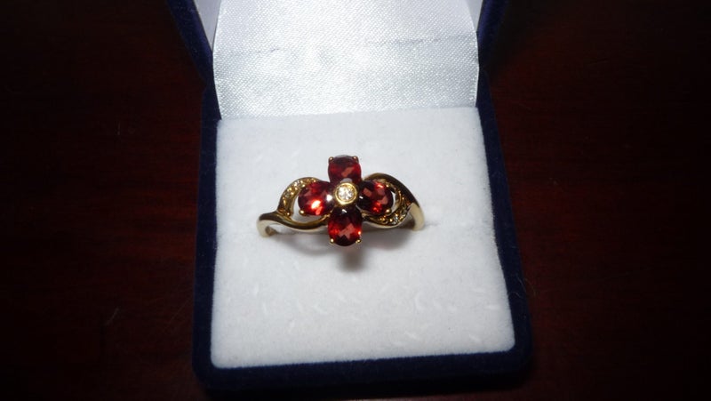18 ct Gold Garnet & Diamond Dress Ring Carousel 1