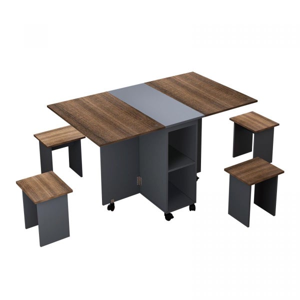 Folding Dining Table Set 4 Chairs 5 Piece Extendable Outdoor Home Furniture Carousel 12