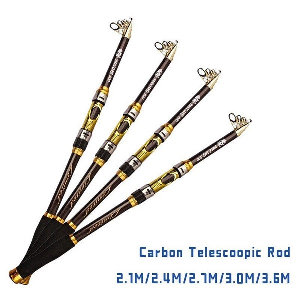3.6M Telescopic Fishing Rod, Fiber Portable Collapsible Fishing Pole 97% Carbon Carousel 1