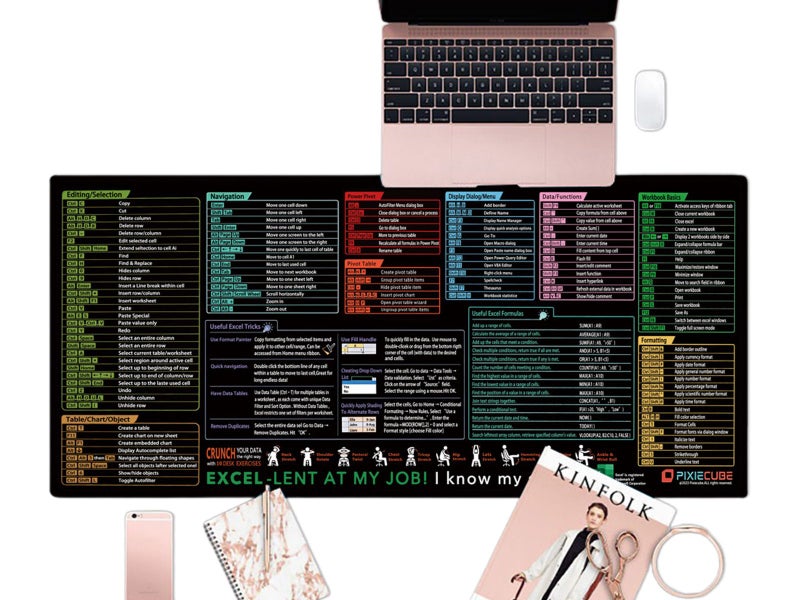 Excel Shortcut Office Desk Mat Non-Slip Desk Office Keyboard Mouse Pad S Carousel 1