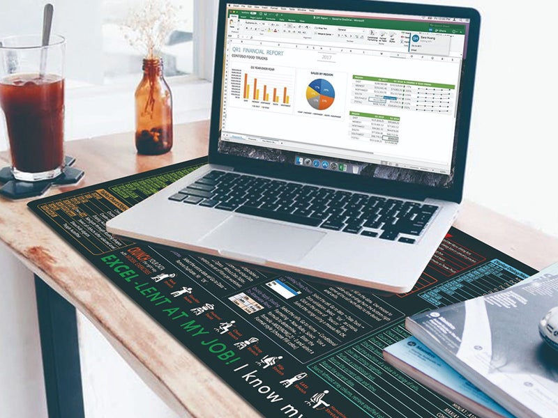 Excel Shortcut Office Desk Mat Non-Slip Desk Office Keyboard Mouse Pad L Carousel 2