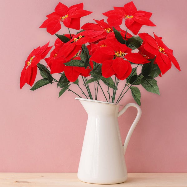 artificial poinsettia fake flower Artificial Poinsettia Simulation Christmas Carousel 2