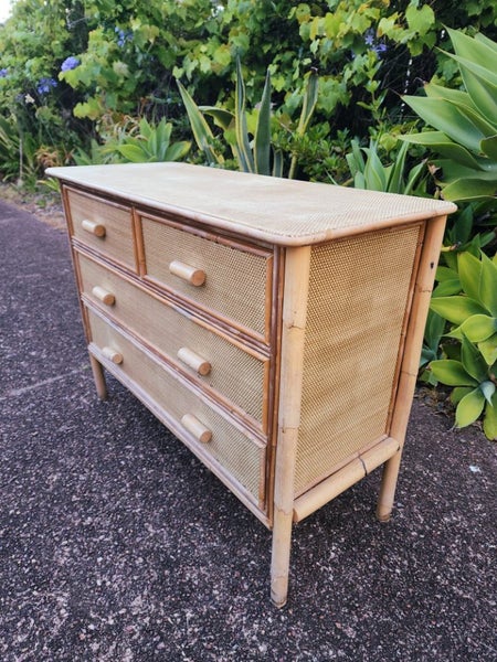 Unique Vintage Bamboo and Rattan Cane Chest of Drawers, Carousel 2