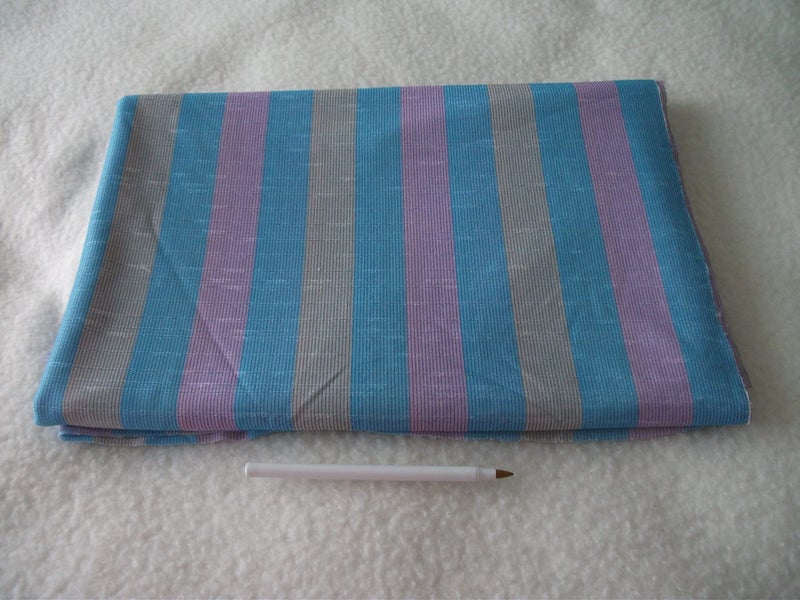 Polyester - Pink, Cream and Mid Blue Stripes - 3.10M x 156cm Carousel 1