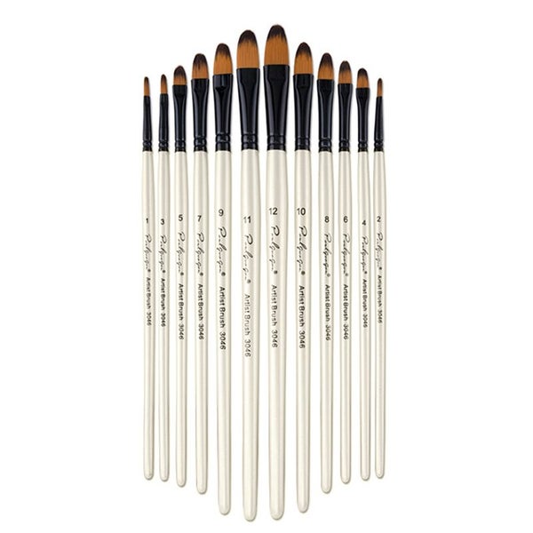 12 Hazelnut Tip Nylon Hair Artist Brushes Carousel 1