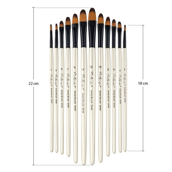 12 Hazelnut Tip Nylon Hair Artist Brushes Carousel 2